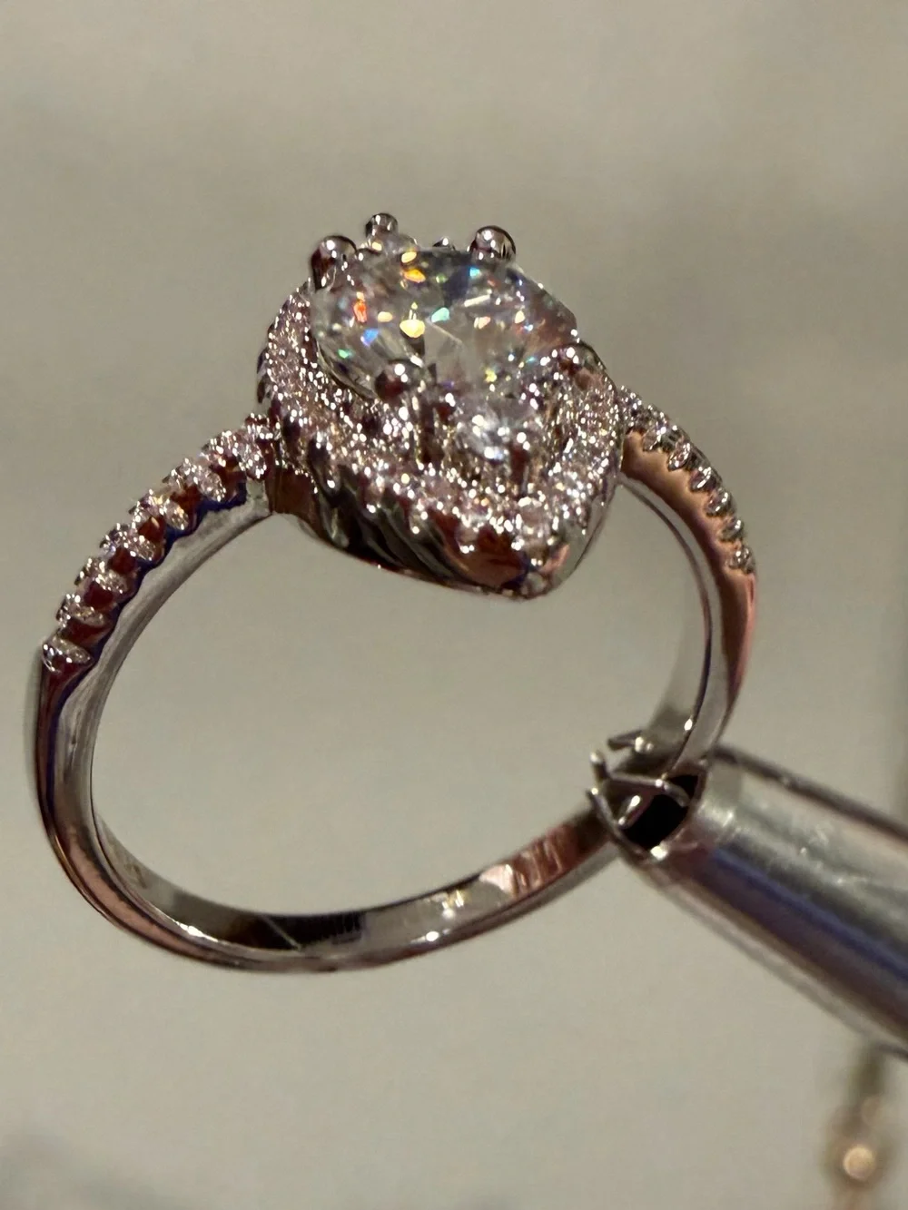 1.0CT GRA MOISSANITE MarquiseSolitaire Ring s925 sterling silver Size 6 or 9